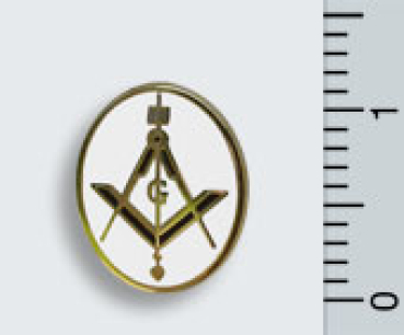 Pin "Winkel und Zirkel" oval, vergoldet