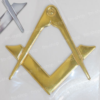 3D Sticker, Square and Compass, gold or silver