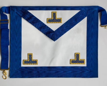 Apron, royalblue with gold and tau