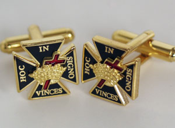 Manschettenknöpfe Templer "In hoc signo vinces", 18 ct