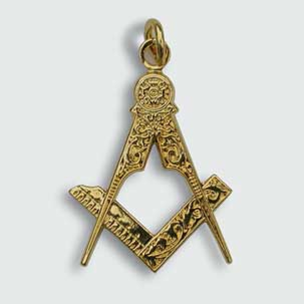 Pendentif "compas et équerre", 18 ct doré