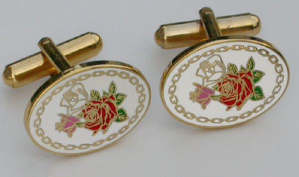 Boutons de manchette "Trois Roses", blanc