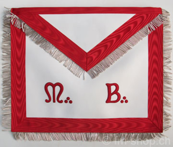 Honor Apron "M+B", red with silver or goldfringes