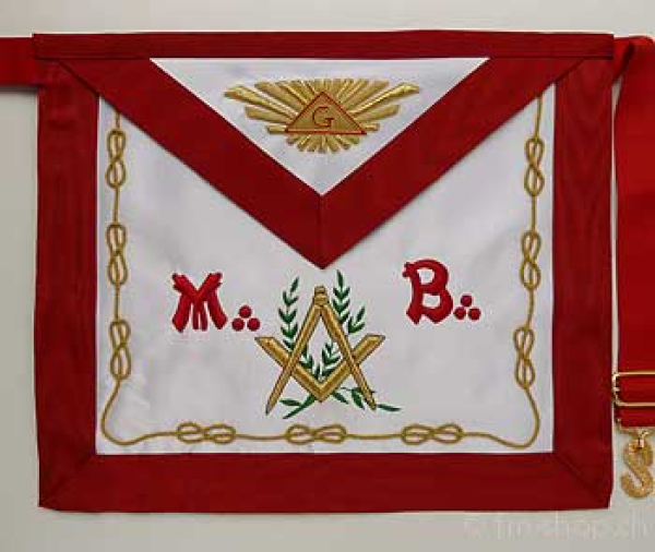 Tablier de Vénérable Maître "M+B", rouge